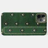 Luxe groene leder, ingesloten Floral & Studs Case-Mate iPhone Case (Achterkant (horizontaal))