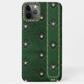 Luxe groene leder, ingesloten Floral & Studs Case-Mate iPhone Case (Achterkant)
