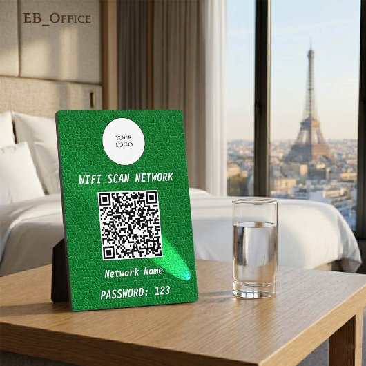 Luxe groene leren spotlight QR-code wifi-bord Fotoplaat