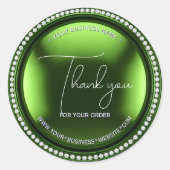 Luxe Groene Metallic Diamant Bedrijf Dank u Ronde Sticker (Voorkant)