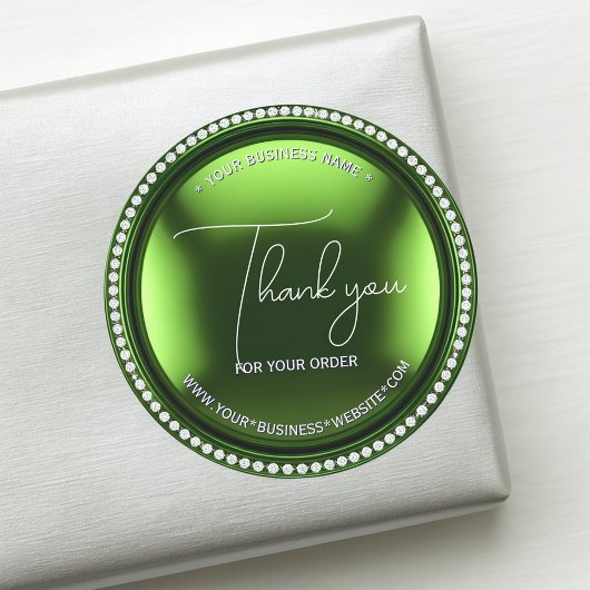 Luxe Groene Metallic Diamant Bedrijf Dank u Ronde Sticker