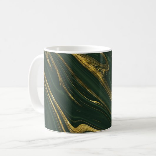 Luxe groene Onyx: gouden marmer. Koffiemok (Voorkant links)