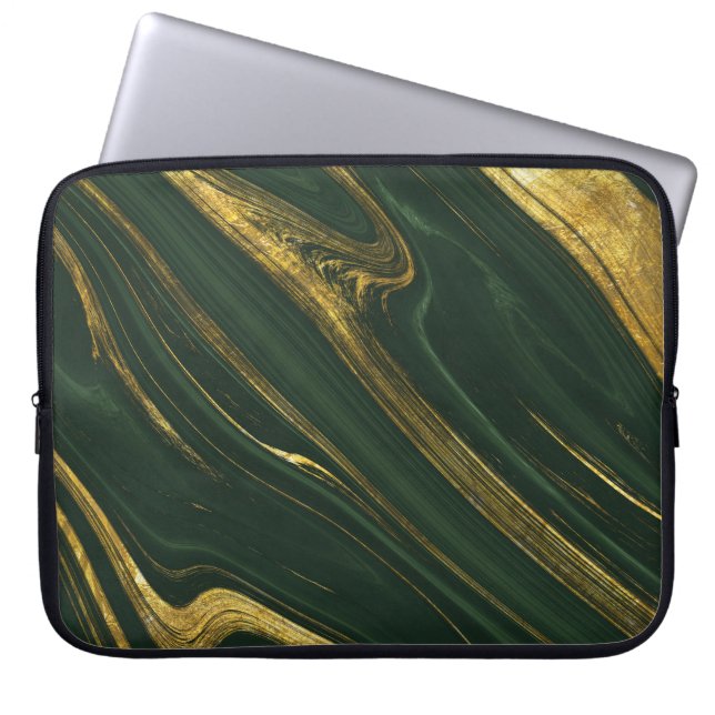 Luxe groene Onyx: gouden marmer. Laptop Sleeve (Voorkant)