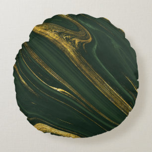 Luxe groene Onyx: gouden marmer. Rond Kussen