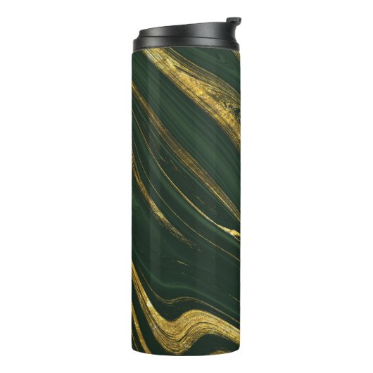 Luxe groene Onyx: gouden marmer. Thermosbeker (Gedraaid links)