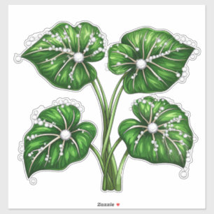 Luxe groene plant met diamant bezette bladeren sticker