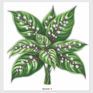 Luxe groene plant met diamant bezette bladeren sticker