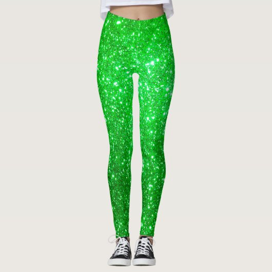 Luxe Groene Populaire Gift Gold Glitter Leggings (Voorkant)