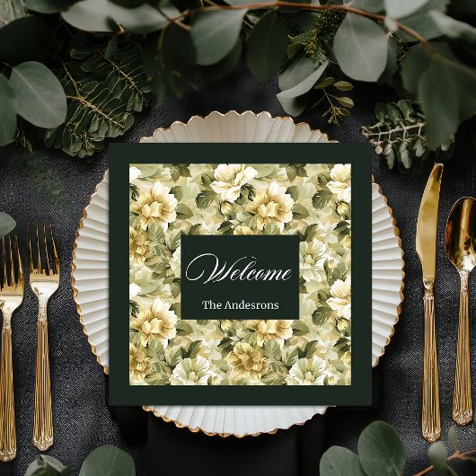 Luxe groene servetten gouden blad tafelaccent