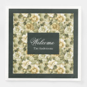 Luxe groene servetten gouden blad tafelaccent (Voorkant)