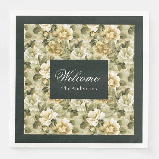 Luxe groene servetten gouden blad tafelaccent (Voorkant)