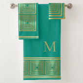 Luxe groene turquoise gouden naam initiaal Handdoe Bad Handdoek