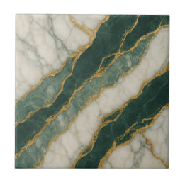 Luxe groene witte marmer met gouden aders tegeltje