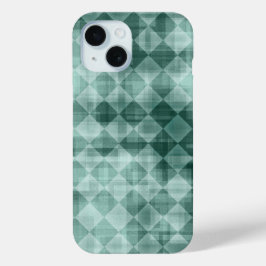 Luxe Groene Witte Rhombus Waterverf Abstracte Kuns iPhone 15 Case