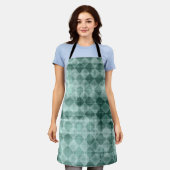 Luxe Groene Witte Rhombus Waterverf Abstracte Kuns Schort (Gedragen)