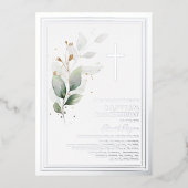 Luxe groenvoorziening Eucalyptus 1e verjaardag Doo Folie Uitnodiging (Voorkant)