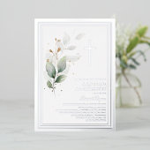 Luxe groenvoorziening Eucalyptus 1e verjaardag Doo Folie Uitnodiging (Staand Voorkant)