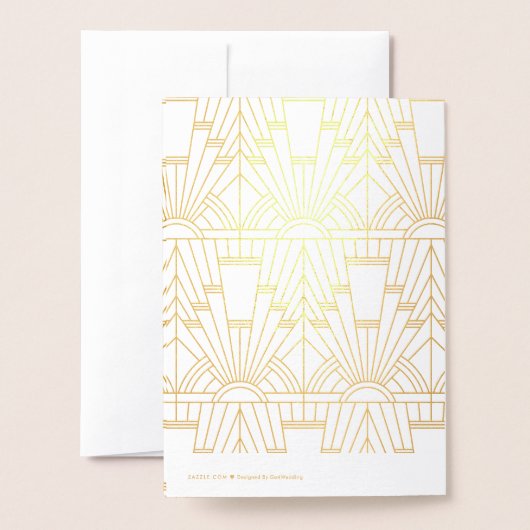 Luxe Grote Gatsby Art Deco Bruiloft Save The Date Folie Kaarten (Met envelop)