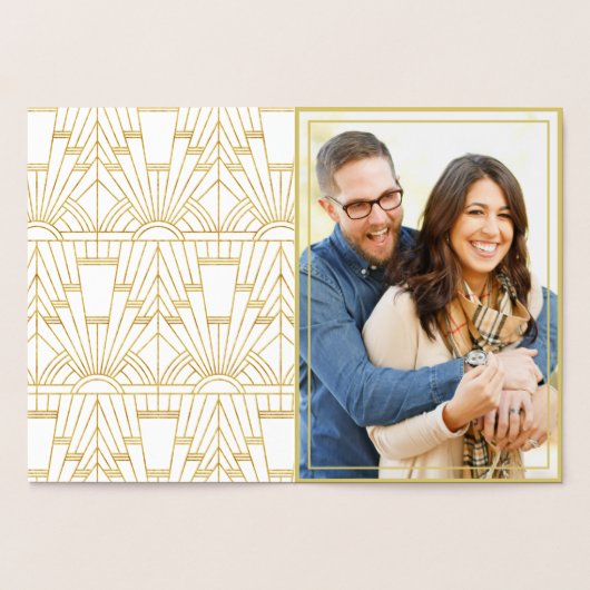 Luxe Grote Gatsby Art Deco Bruiloft Save The Date Folie Kaarten (Binnen)