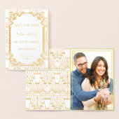 Luxe Grote Gatsby Art Deco Bruiloft Save The Date Folie Kaarten (Display)