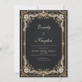 Luxe Grote Gouden Barok Lijst Zwart Tied Huwelijk Kaart