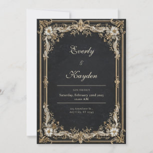 Luxe Grote Gouden Barok Lijst Zwart Tied Huwelijk Kaart