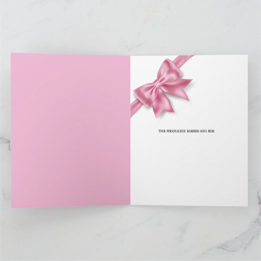 Luxe grote roze boegcadeautje op interparty kaart (Binnen)