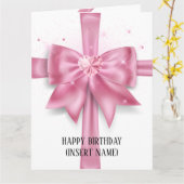 Luxe grote roze boegcadeautje op interparty kaart (Gele Bloem)