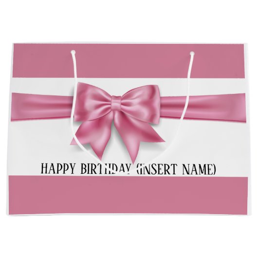 Luxe grote roze stripe DIY-partij Groot Cadeauzakje (Voorkant)