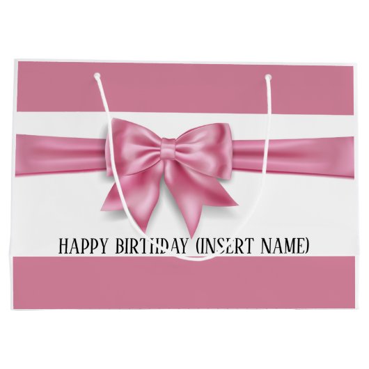 Luxe grote roze stripe DIY-partij Groot Cadeauzakje (Achterkant)