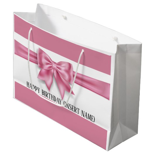 Luxe grote roze stripe DIY-partij Groot Cadeauzakje (Voorkant Gekanteld)