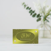 Luxe Gustard Glitter Stars Jewels Initialen Visitekaartje (Staand voorkant)