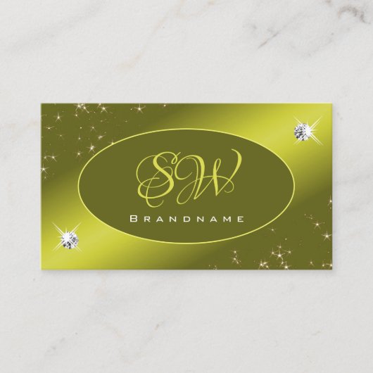 Luxe Gustard Glitter Stars Jewels Initialen Visitekaartje (Voorkant)