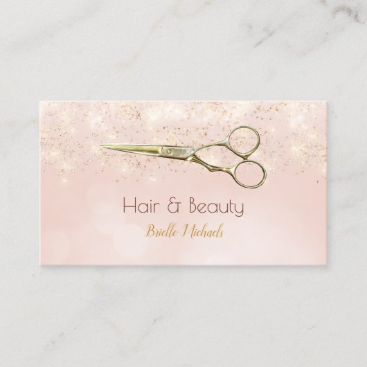Luxe Haarsalon Gouden Glitter Romantische Roze Bok Visitekaartje (Voorkant)