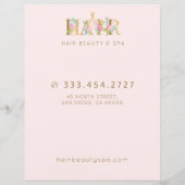 Luxe haarsalon service blush roze menu flyer (Achterkant)