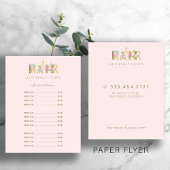 Luxe haarsalon service blush roze menu flyer