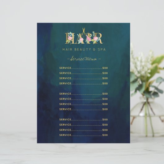 Luxe haarsalon service  marinemenuflyer (Staand voorkant)