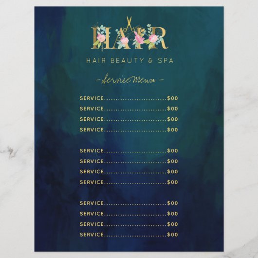 Luxe haarsalon service  marinemenuflyer (Voorkant)