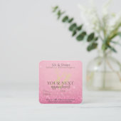 Luxe haarstudio | Roze glitter en gouden Logo - Klantenkaartje (Staand voorkant)