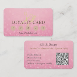 Luxe haarstudio | Roze glitter en gouden Logo - Klantenkaartje