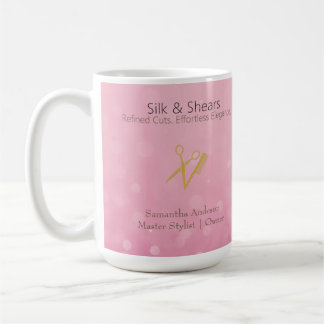 Luxe haarstudio | Roze glitter en gouden Logo - Koffiemok