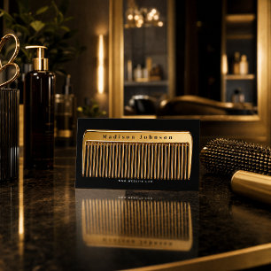 Luxe Haarstylist Gouden Kam Visitekaartje