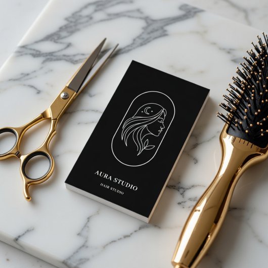 Luxe Haarstylist | Lijnkunst Haarsalon QR-code Visitekaartje