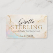 Luxe Hair Stylist Pearl Opal Gold Script Visitekaartje (Voorkant)