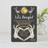 Luxe Halloween Dans Skeletten Disco Ball Party Kaart (Staand voorkant)