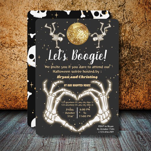 Luxe Halloween Dans Skeletten Disco Ball Party Kaart