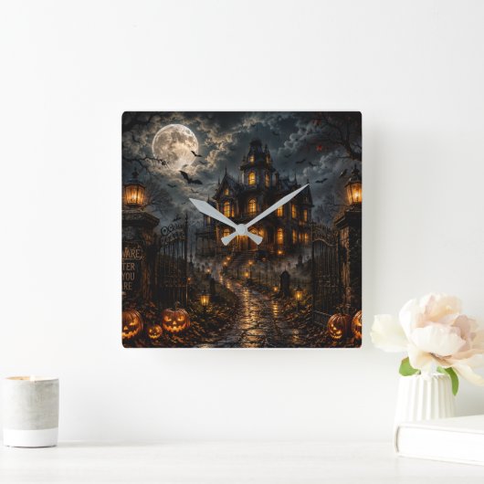 Luxe Halloween wandklok | Geheime Goth-kasteel (Huis)