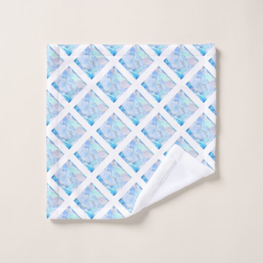 LUXE HAMPTON BLUE MARBLE GRID BAD HANDDOEK (Wasdoekje)