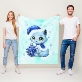 Luxe hand-tekende kat art vloerbedekking MEDIUM Fleece Deken