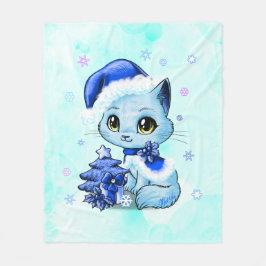 Luxe hand-tekende kat art vloerbedekking MEDIUM Fleece Deken